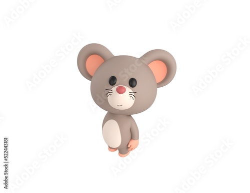 Little Rat character standing and look up to camera in 3d rendering.