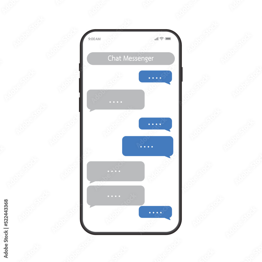 Sms Messenger. Chat bubble, Smartphone, chatting sms app template bubbles. Sms Messenger. Chat bubble, Smartphone, chatting sms app template bubbles.