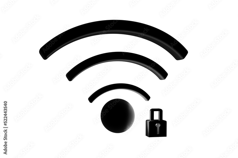 3D wifi sign symbol black white background isolated 3D wifi sign symbol black white background isolated