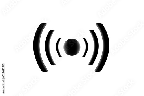 3D wifi sign symbol black white background isolated