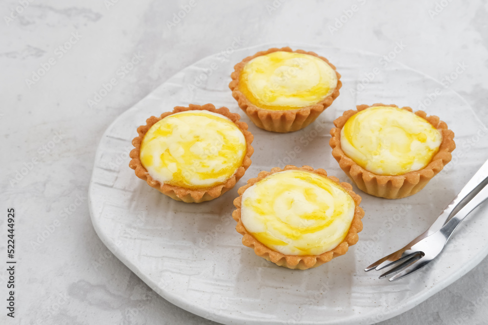 Golden Brown Fresh Cheese Tart served on plate
Golden Brown Fresh Cheese Tart served on plate