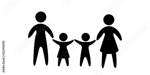 Vector illustration of happy family icons. Father, mother, daughter and son on a white background