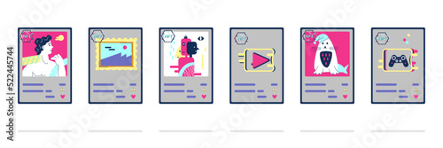 Exchange lot of non-fungible NFT tokens symbols, vector illustration isolated.