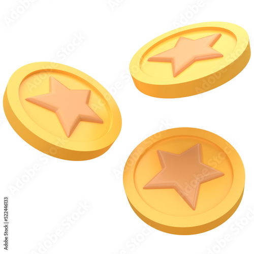 3d star coin icon with pastel color, for UI, poster, banner, social media post. 3D rendering