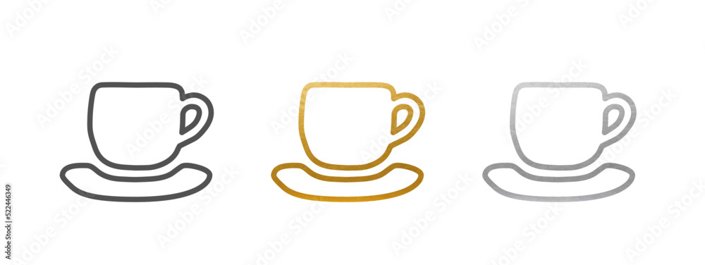 Cup Icon Set - Vector Sign - Black, Gold, Silver Cup Icon Set - Vector Sign - Black, Gold, Silver