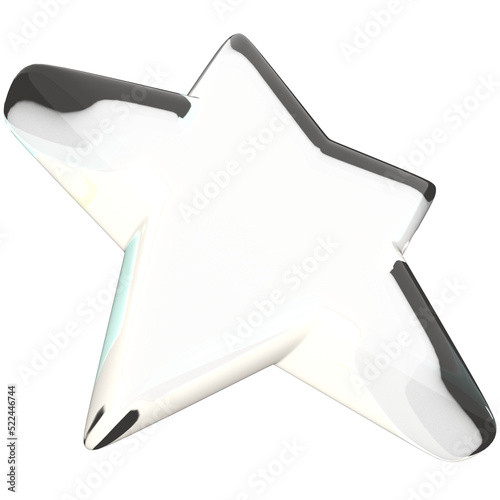 3d glass star icon, for UI, poster, banner, social media post. 3D rendering