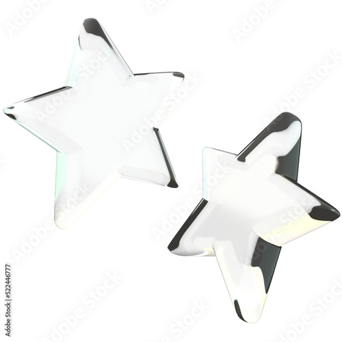 3d glass star icon, for UI, poster, banner, social media post. 3D rendering