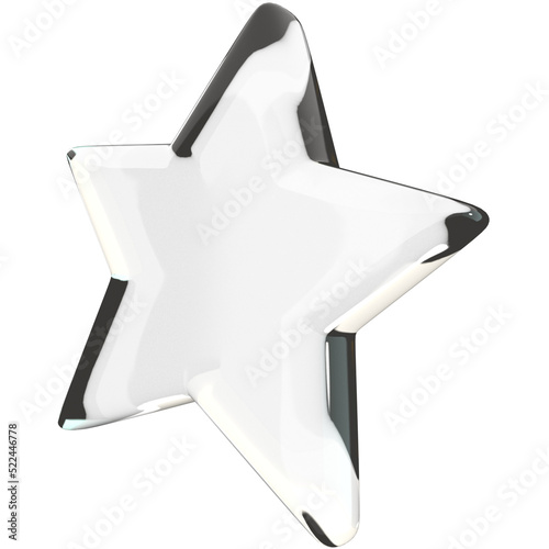 3d glass star icon, for UI, poster, banner, social media post. 3D rendering