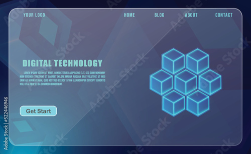 technology concept for web banner template or brochure , Blue colour.