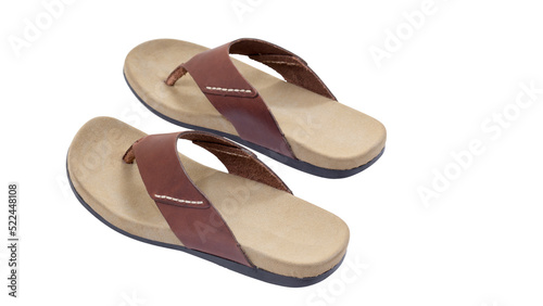 Brown leather sandal isolated.