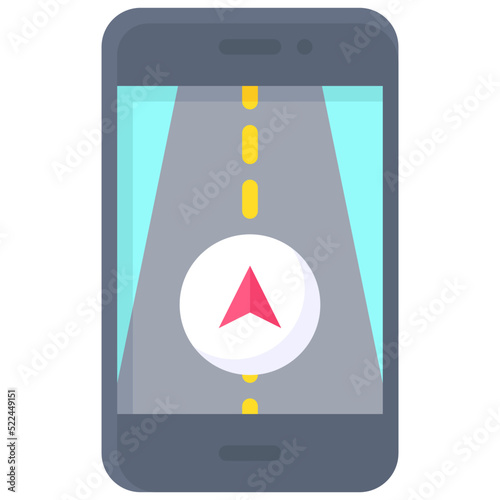 Road map on smartphone icon, location map and navigation vector