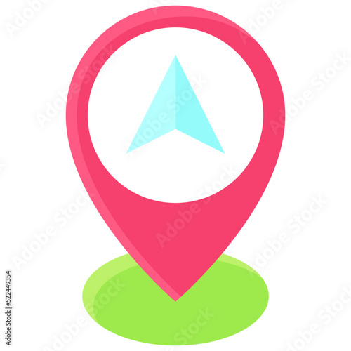 Pin with direction sign icon, location map and navigation vector