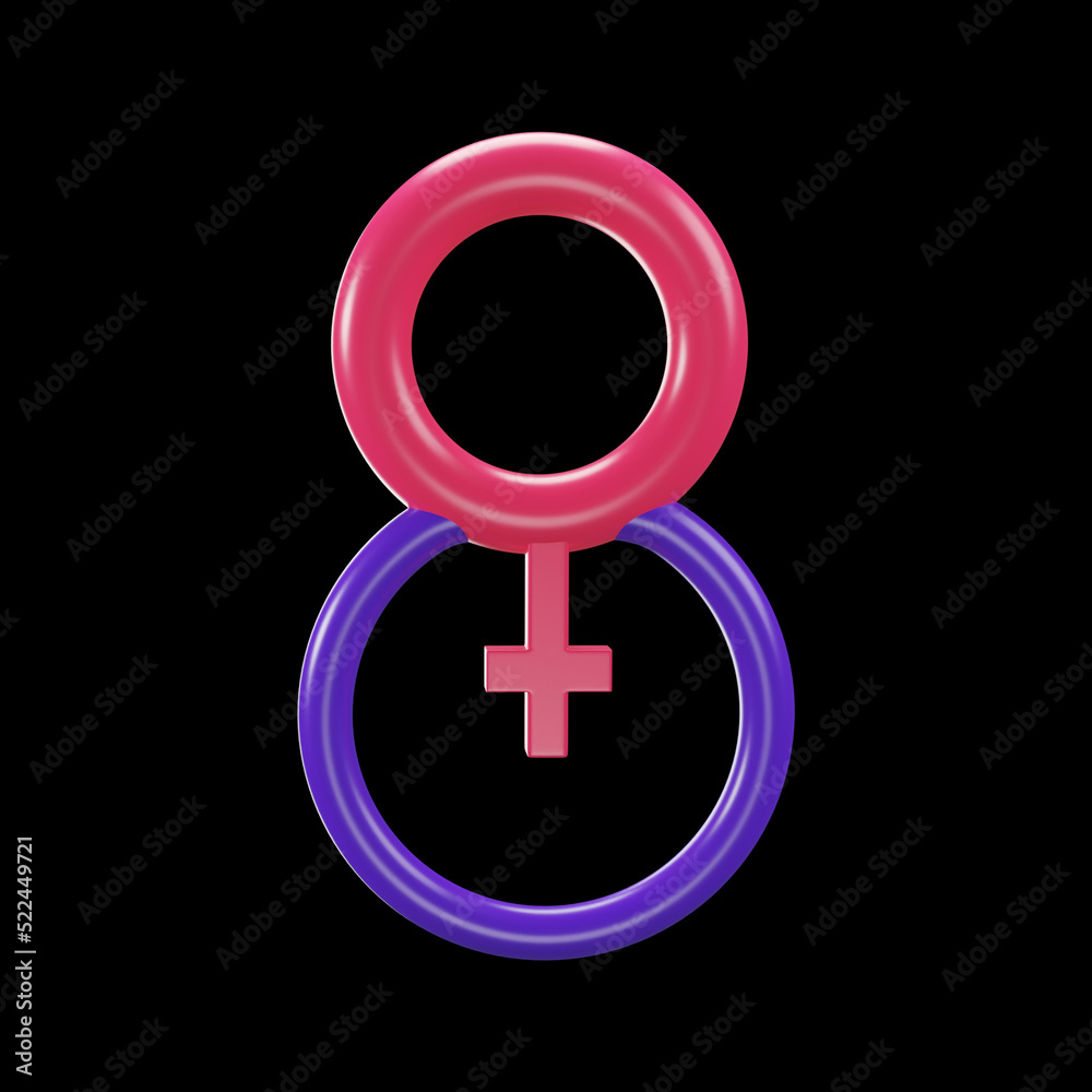 3D Render Of 8 Number With Venus Sign On Black Background. 3D Render Of 8 Number With Venus Sign On Black Background.