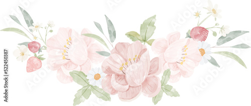 Fototapeta Naklejka Na Ścianę i Meble -  watercolor pink peony flower bouquet