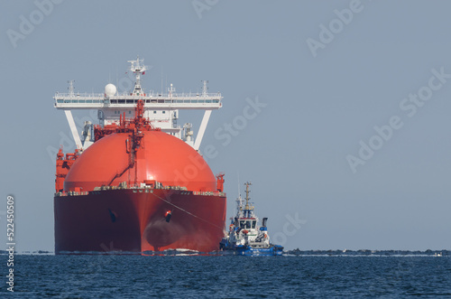 LNG TANKER - A ship with a load is sailing on the sea

