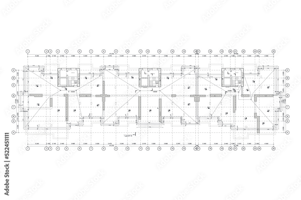 Townhouse building detailed architectural technical drawing, roof vector blueprint Townhouse building detailed architectural technical drawing, roof vector blueprint