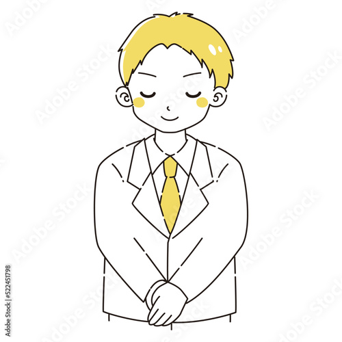 お辞儀をする白衣を着た男性のイラスト
