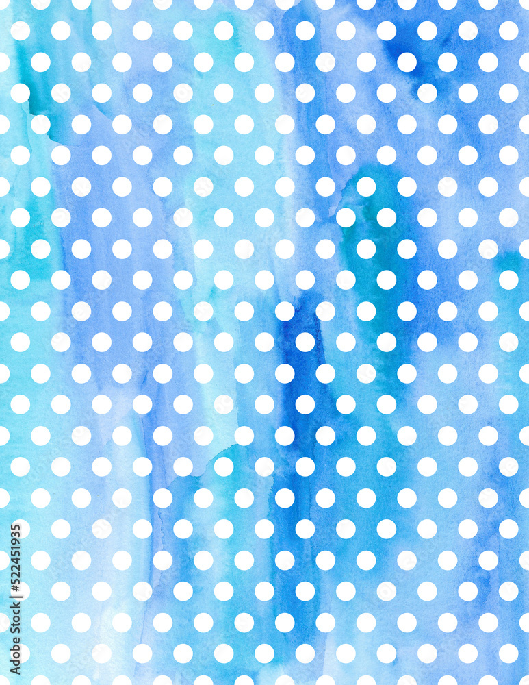 Blue Watercolor Polka Dot Background