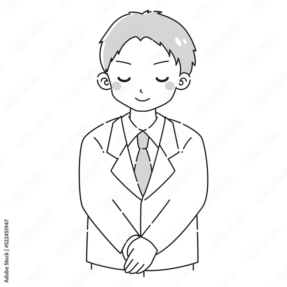 お辞儀をする白衣を着た男性のイラスト