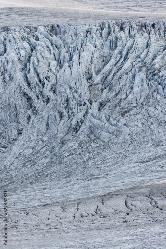Séracs and glacial crevasses on the glacier of Steingletscher in the Bernese Alps