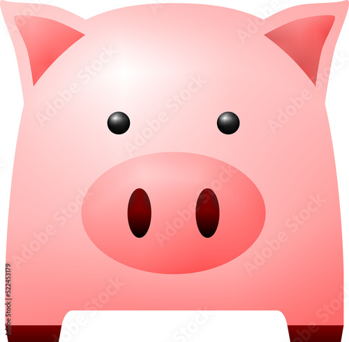 Cute pink fat pig standing cartoon character png icon design. photo