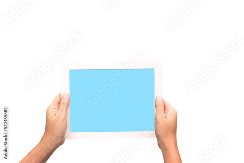 hand hold digital tablet isolated