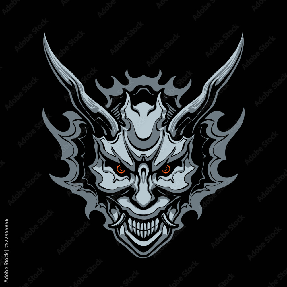 Fototapeta premium oni japanese mask illustration vector