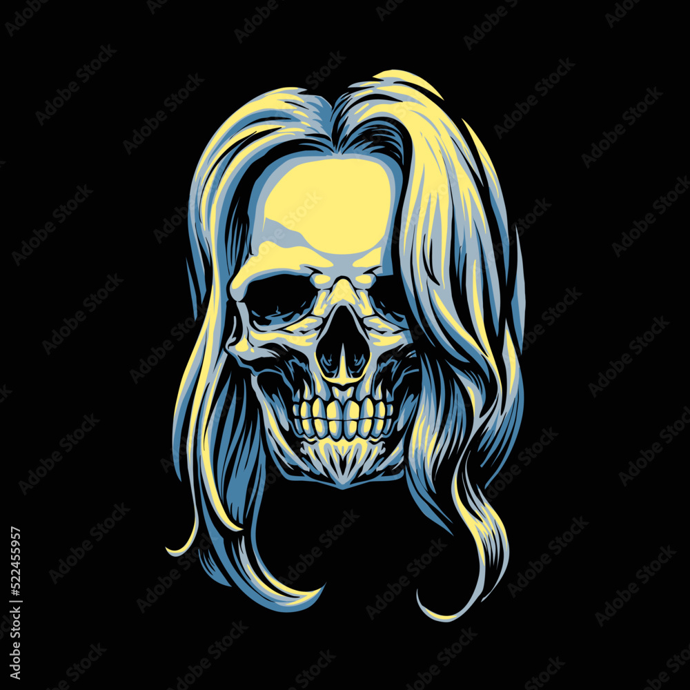 the skull head girl illustration the skull head girl illustration