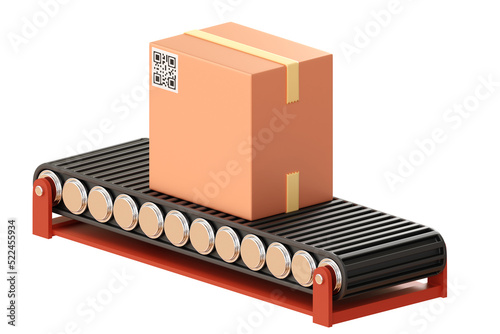 Conveyor with box. Warehous...