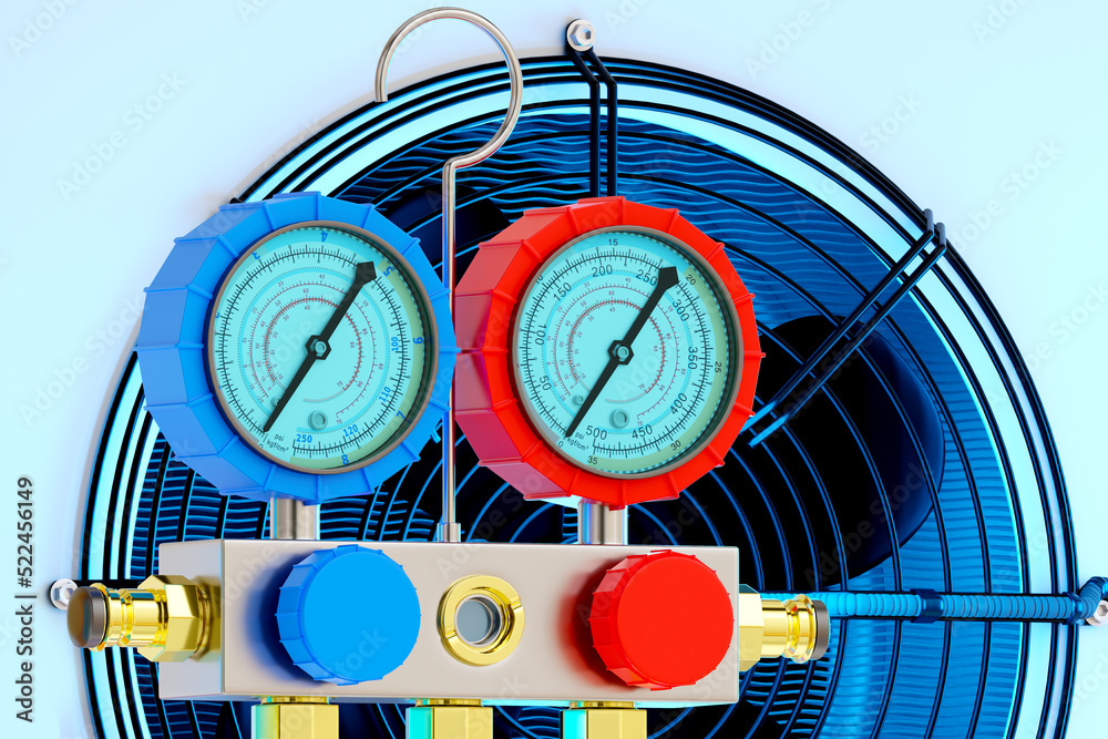 HVAC technology. Split system air conditioning. Pressure sensors in