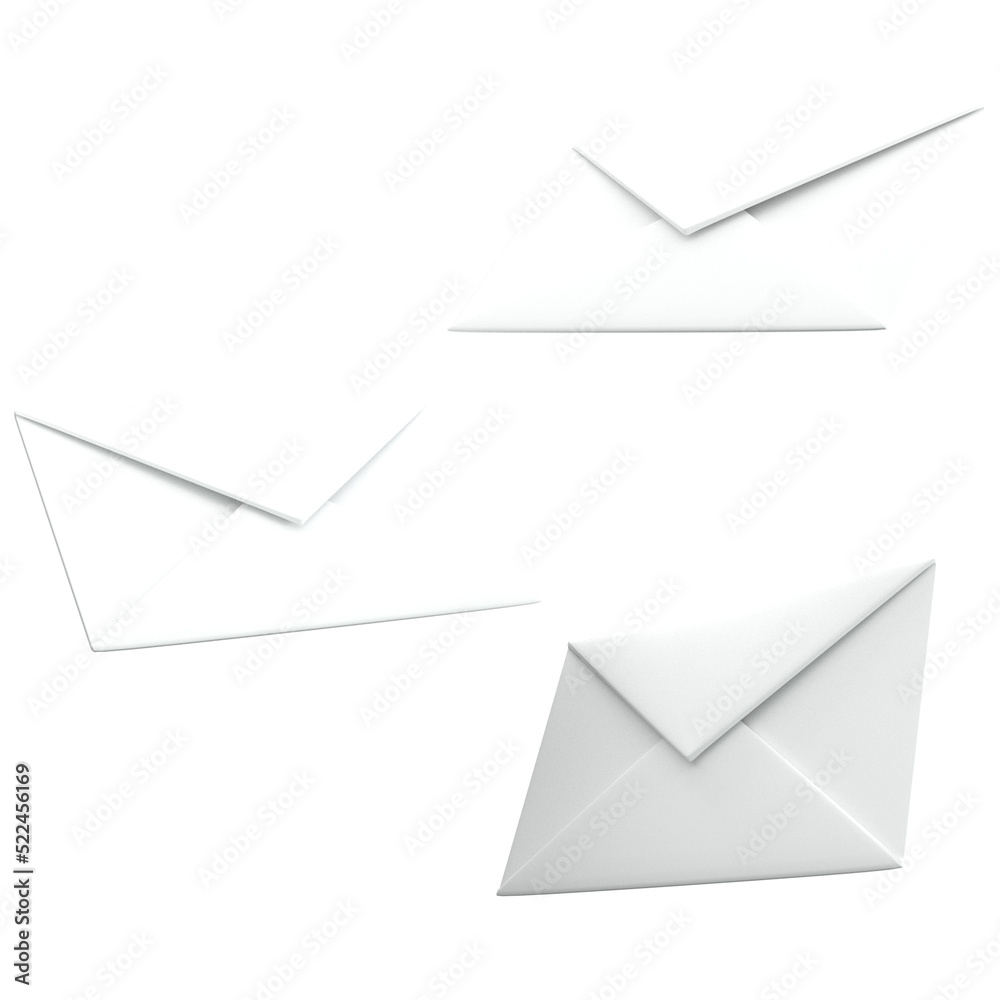 3d envelope icon on white color, for UI, poster, banner, social media post. 3D rendering - obrazy, fototapety, plakaty 