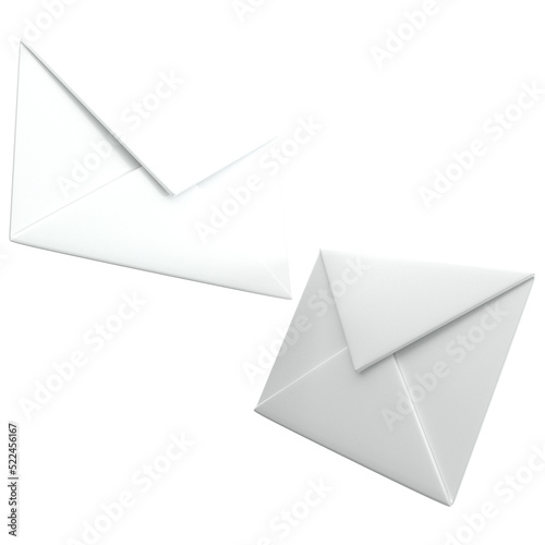 3d envelope icon on white color, for UI, poster, banner, social media post. 3D rendering