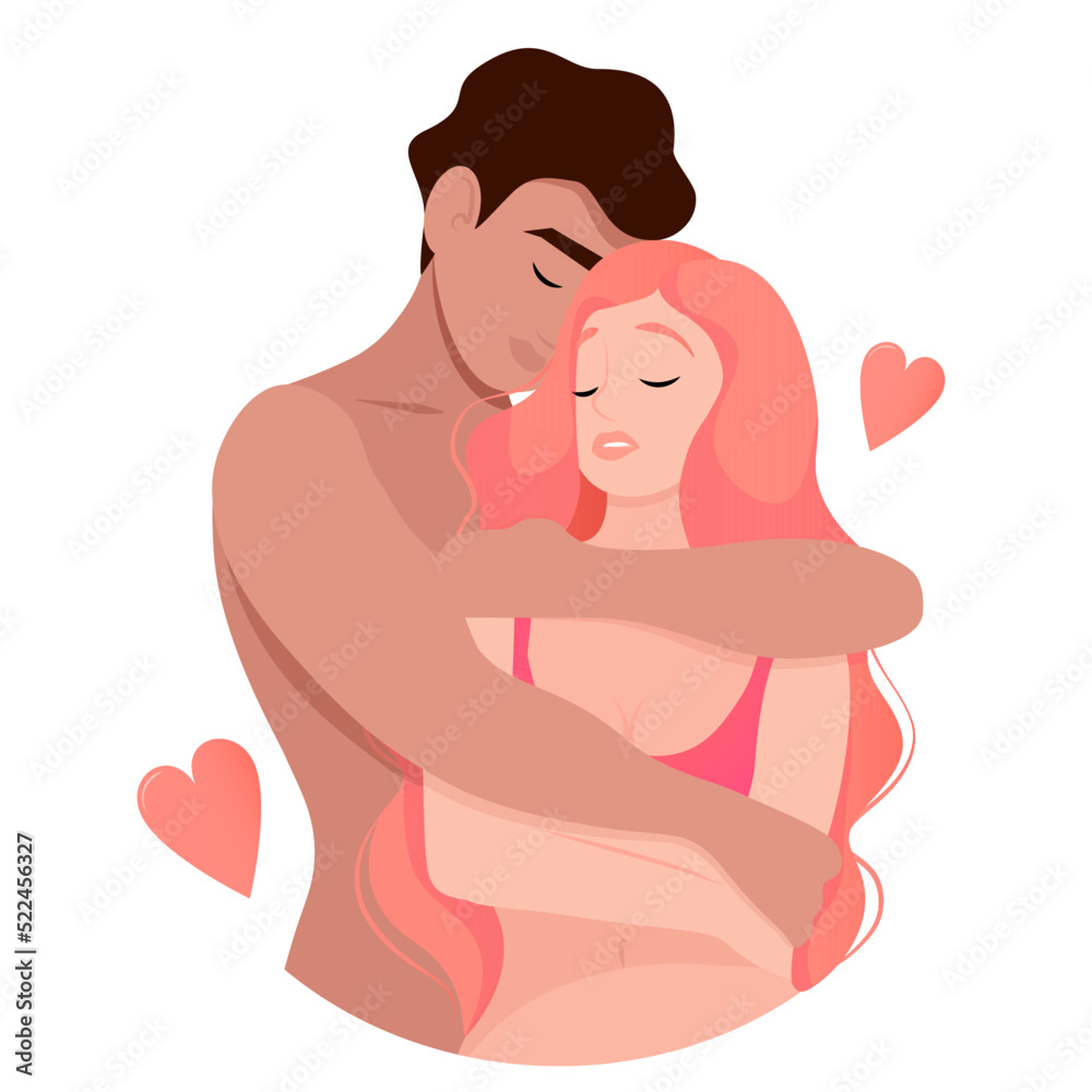 The guy hugs the girl love between people