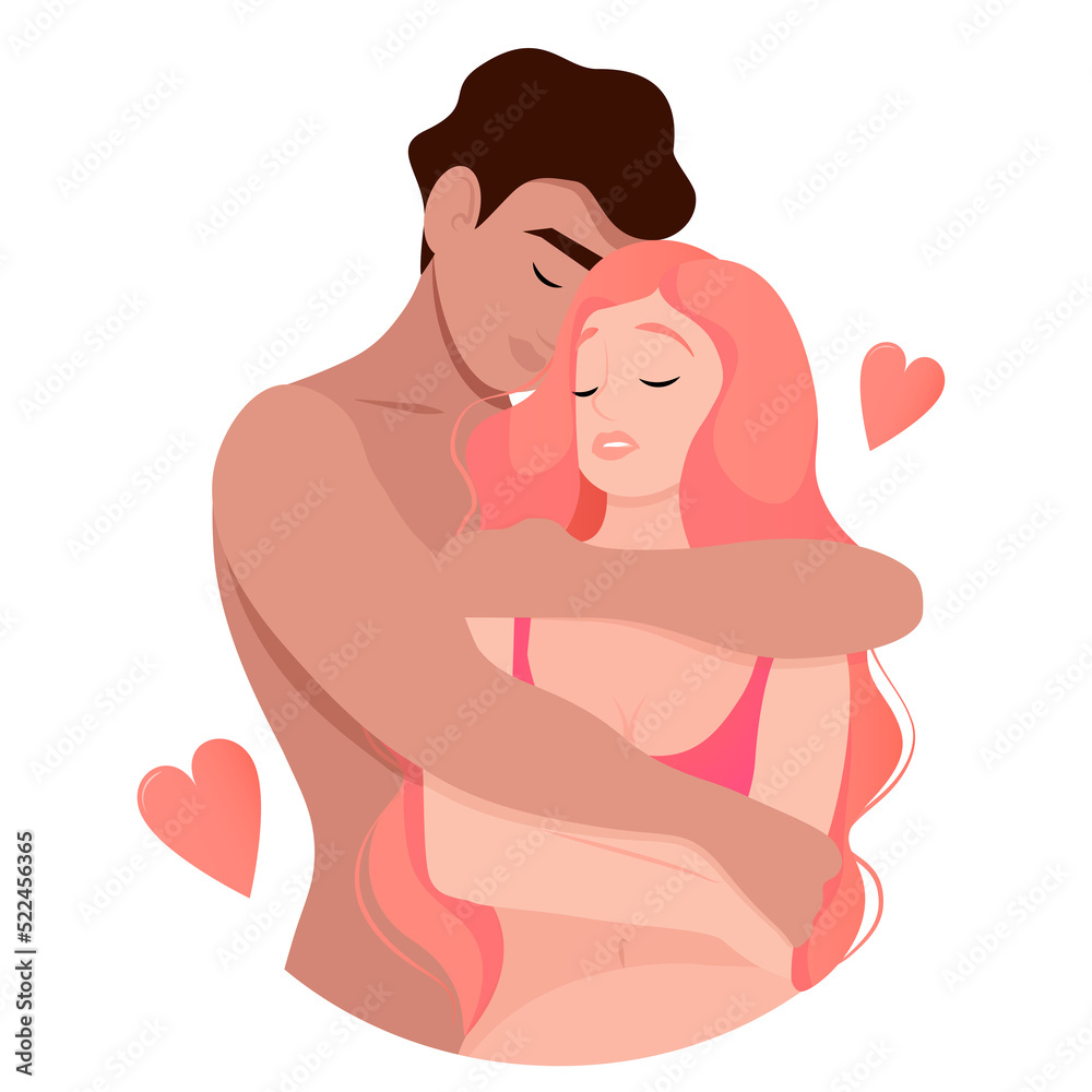 The guy hugs the girl love between people The guy hugs the girl love between people