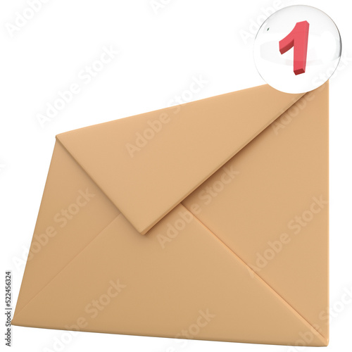 3d envelope icon in brown color, for UI, poster, banner, social media post. 3D rendering