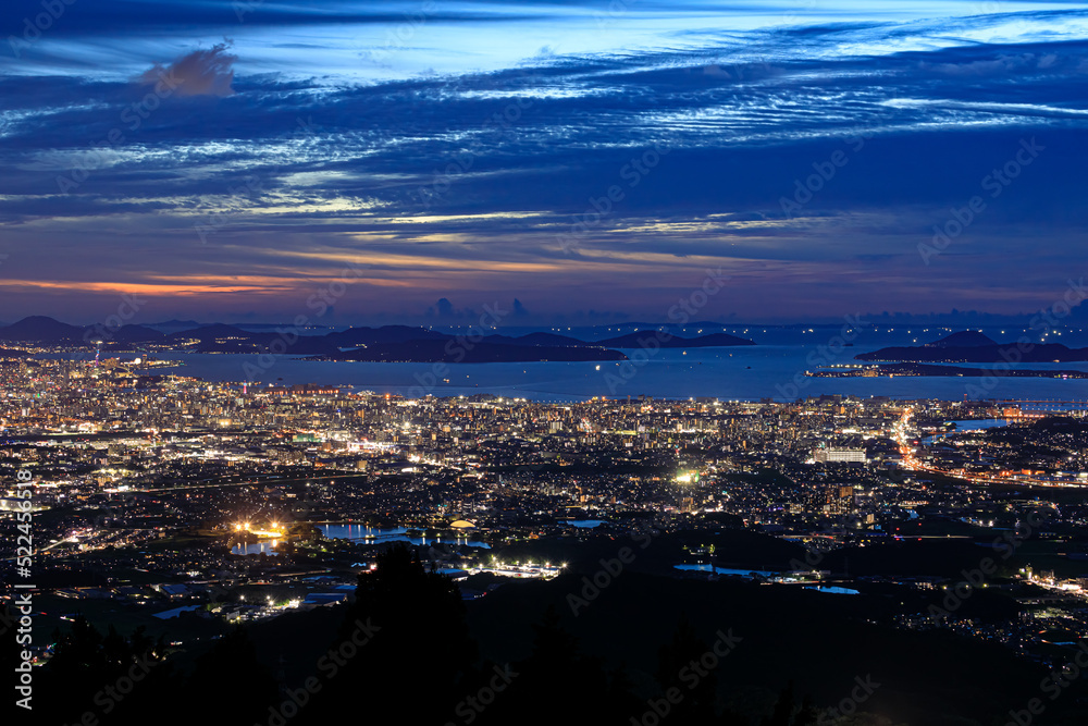 米ノ山展望台から見た福岡の夜景　福岡県篠栗町　Night view of Fukuoka seen from Komenoyama Observatory Fukuoka-ken Sasaguri town	