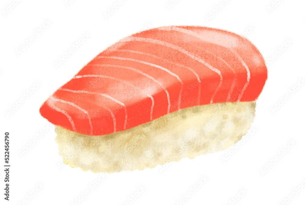 Hand drawing Japanese food toro blue fin tuna sushi nigiri Hand drawing Japanese food toro blue fin tuna sushi nigiri