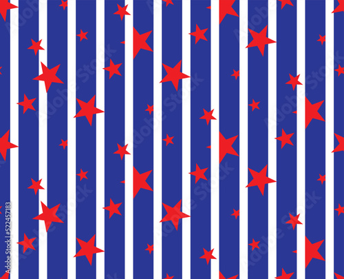 Abstract Hand Drawn Vertical Stripes and Stars Seamless Vector Pattern Isolated Background