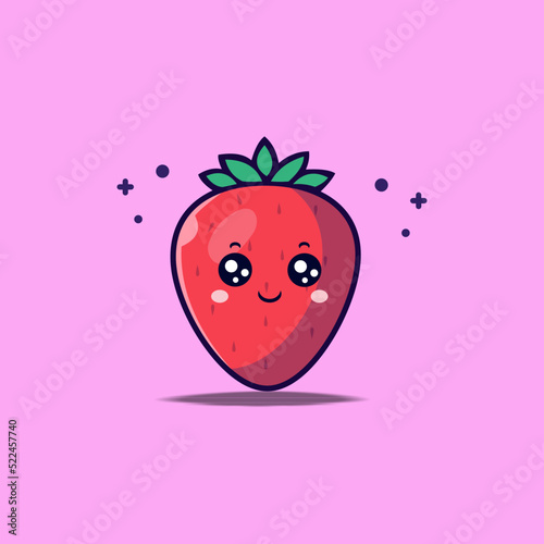 strawberry illustration cute fruit icon doodle