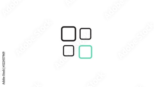 Linear animated menu  icons with switches app. All programs menu concept loop animation.