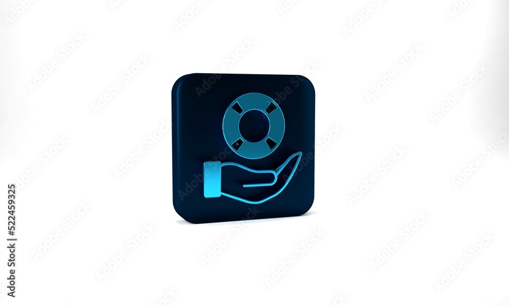 Blue Lifebuoy in hand icon isolated on grey background. Lifebelt symbol. Blue square button. 3d illustration 3D render Blue Lifebuoy in hand icon isolated on grey background. Lifebelt symbol. Blue square button. 3d illustration 3D render