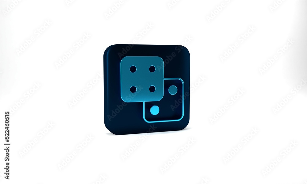 Blue Game dice icon isolated on grey background. Casino gambling. Blue square button. 3d illustration 3D render Blue Game dice icon isolated on grey background. Casino gambling. Blue square button. 3d illustration 3D render