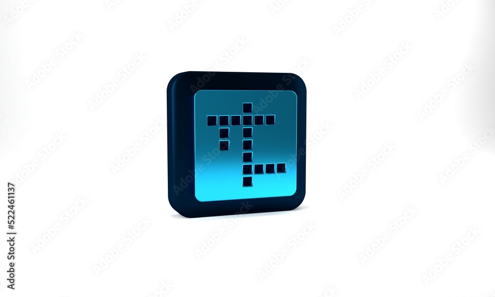 Blue Crossword icon isolated on grey background. Blue square button. 3d illustration 3D render Blue Crossword icon isolated on grey background. Blue square button. 3d illustration 3D render