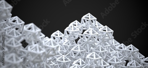 3D computer generated fractal abstract geometric object details isolated on infinite background 
