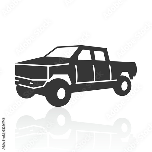 solid icons for Pickup truck and shadow,vector illustrations
