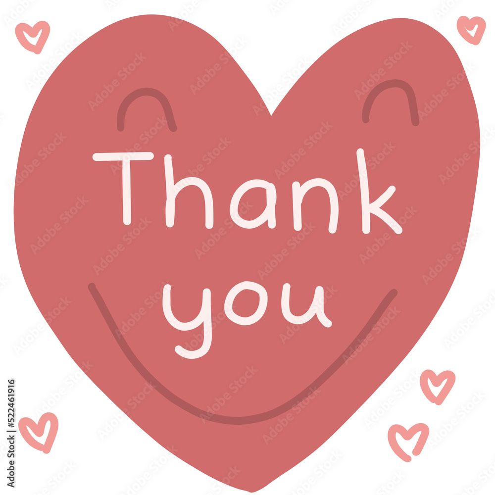 Heart with thank you, Thank you illustration