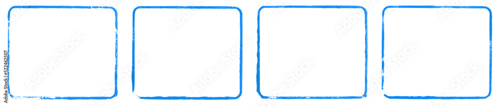 Obraz premium 4x grunge Rahmen in blau - Stempel oder Pinsel Vorlage