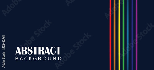 Simple minimalist background with colorful luminous neon stripes. Rainbow stripes. Vector design.