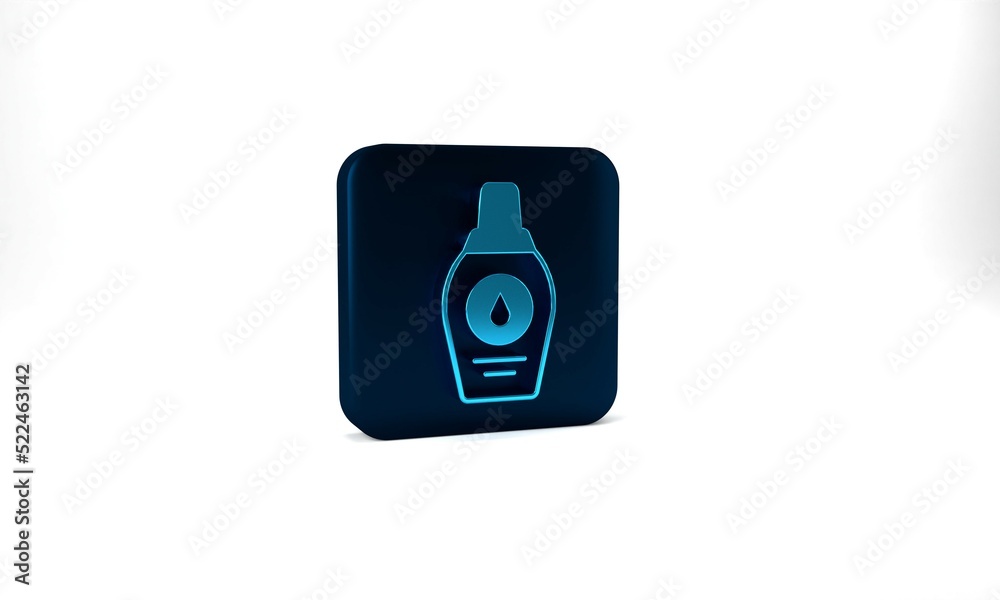 Blue Bottle of shampoo icon isolated on grey background. Blue square button. 3d illustration 3D render Blue Bottle of shampoo icon isolated on grey background. Blue square button. 3d illustration 3D render