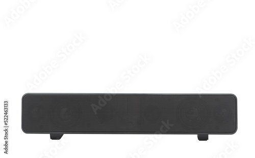 Black wireless bluetooth sound bar speaker on transparent background, Png file	